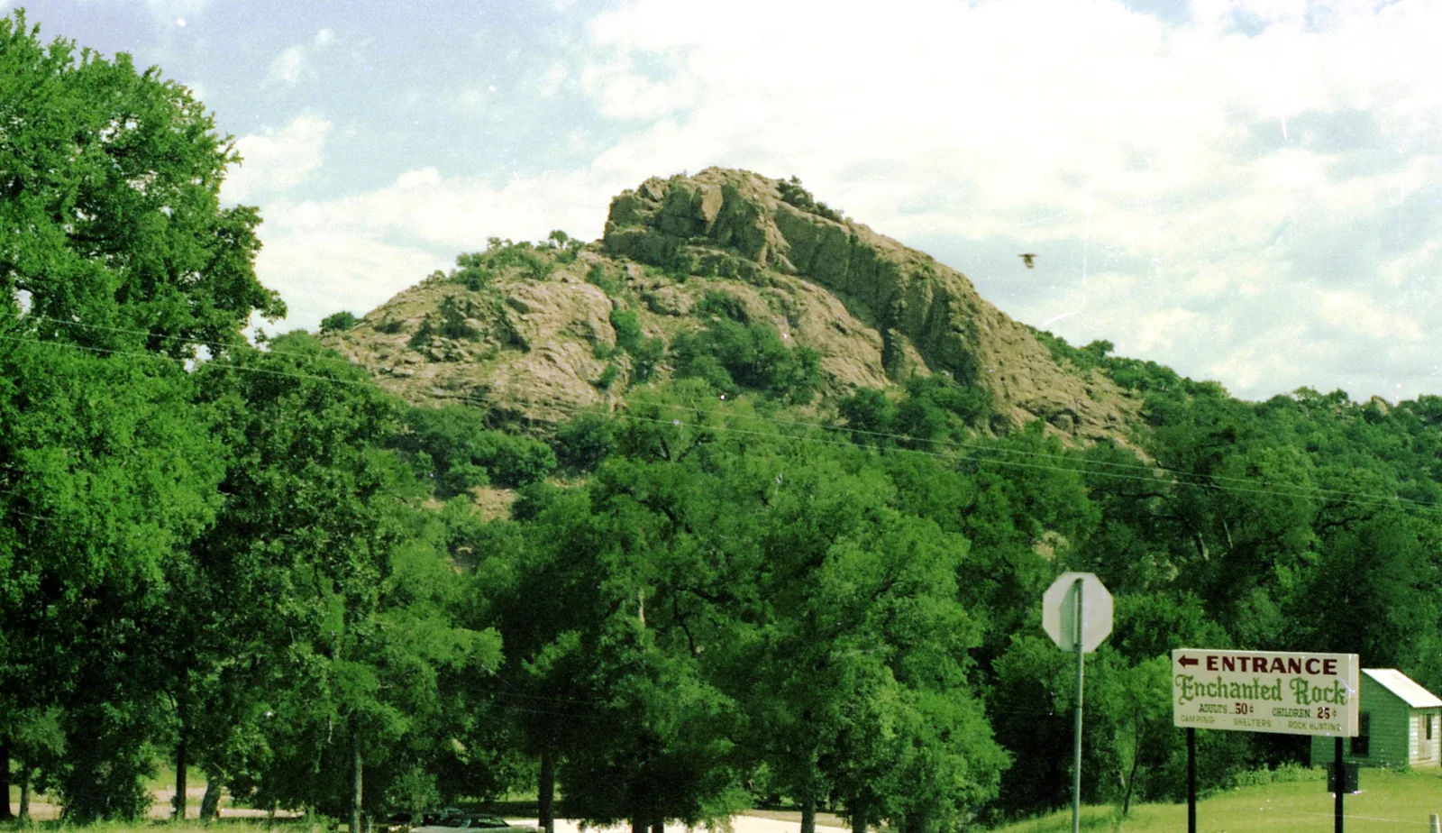 Enchanted Rock seen from the park road
