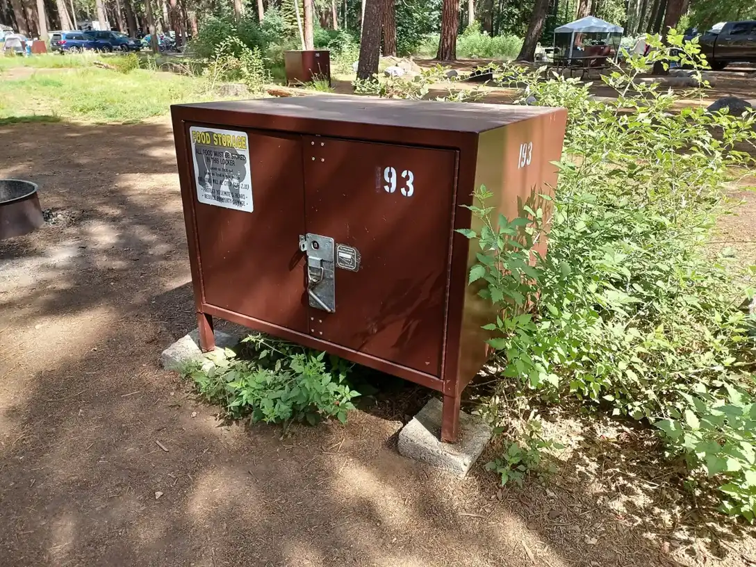 A bear-resistant food locker at Upper Pines Campground